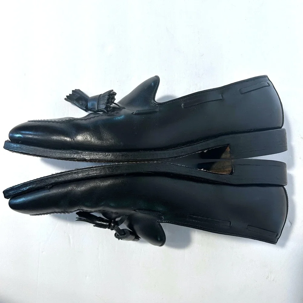 Allen Edmonds Grayson Tassel Loafer Men 9.5 Black Leather Dress Shoes USA Preppy
